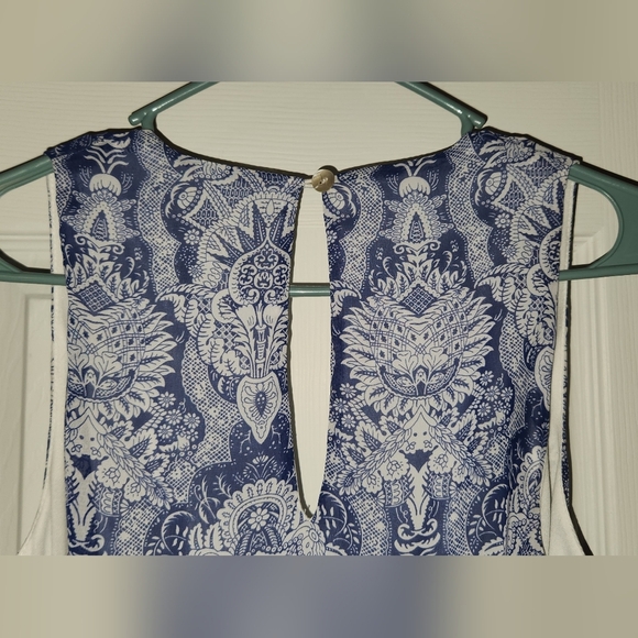 Show Me Your Mumu XS White & Blue Low Cut Sleeveless Romper - Picture 5 of 9